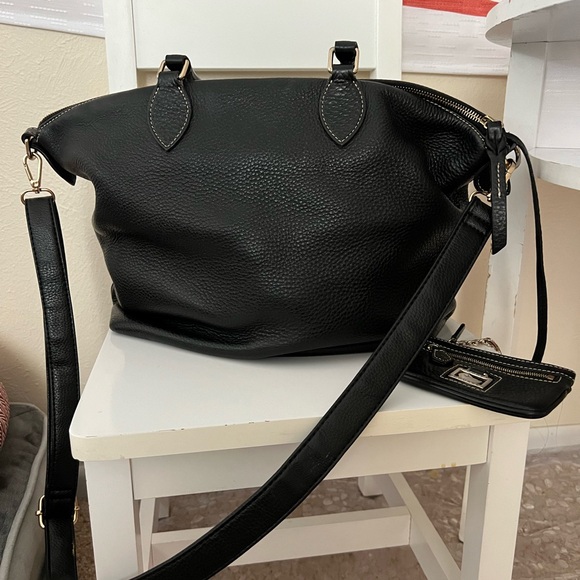 Dooney & Bourke Classic Large Zippered Pockets Satchel Black,Matching Coin Purse - Picture 7 of 9